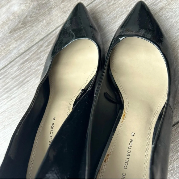Zara Vegan Patent Leather Circle  Heel Pumps - Picture 9 of 14